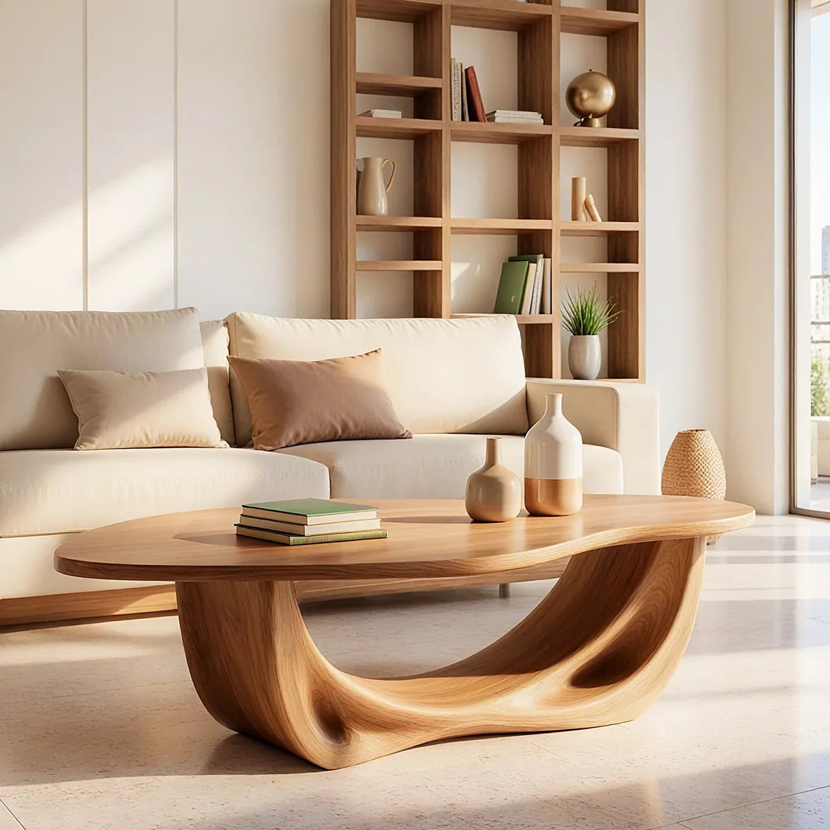 Sculptural Oval Coffee Table with Curved Loop Base | Organic Modern Living Room Center Table TT006-6OIS5KS