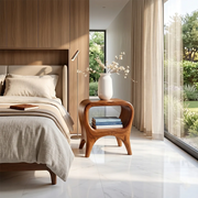 Organic Modern Nightstand with Open Shelf | Sculptural Bedside Table TH003-7076