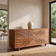 Flow Carved Solid Wood Sideboard | Sculptural Modern Buffet Cabinet for Dining & Living Room TH003-6946
