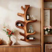 Sculptural Tree Solid Wood Wall Wine Holder for Dining Rooms & Wine Lovers TT006-6823