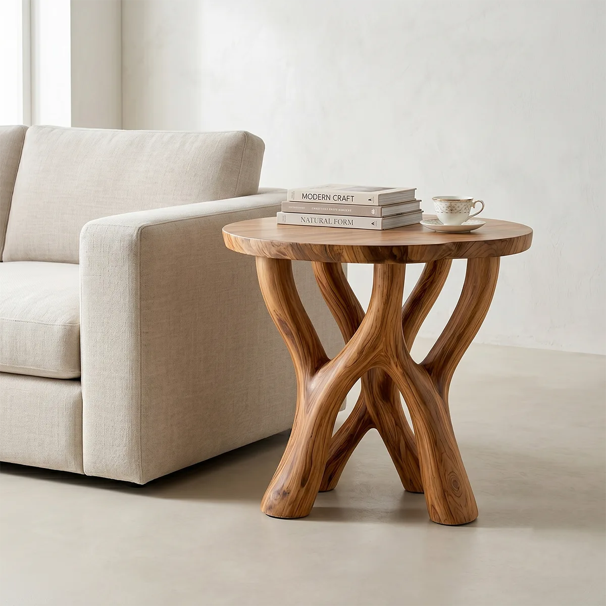 HandcraftedBranching Solid Wood Side Table | Sculptural End Table TH003-1117