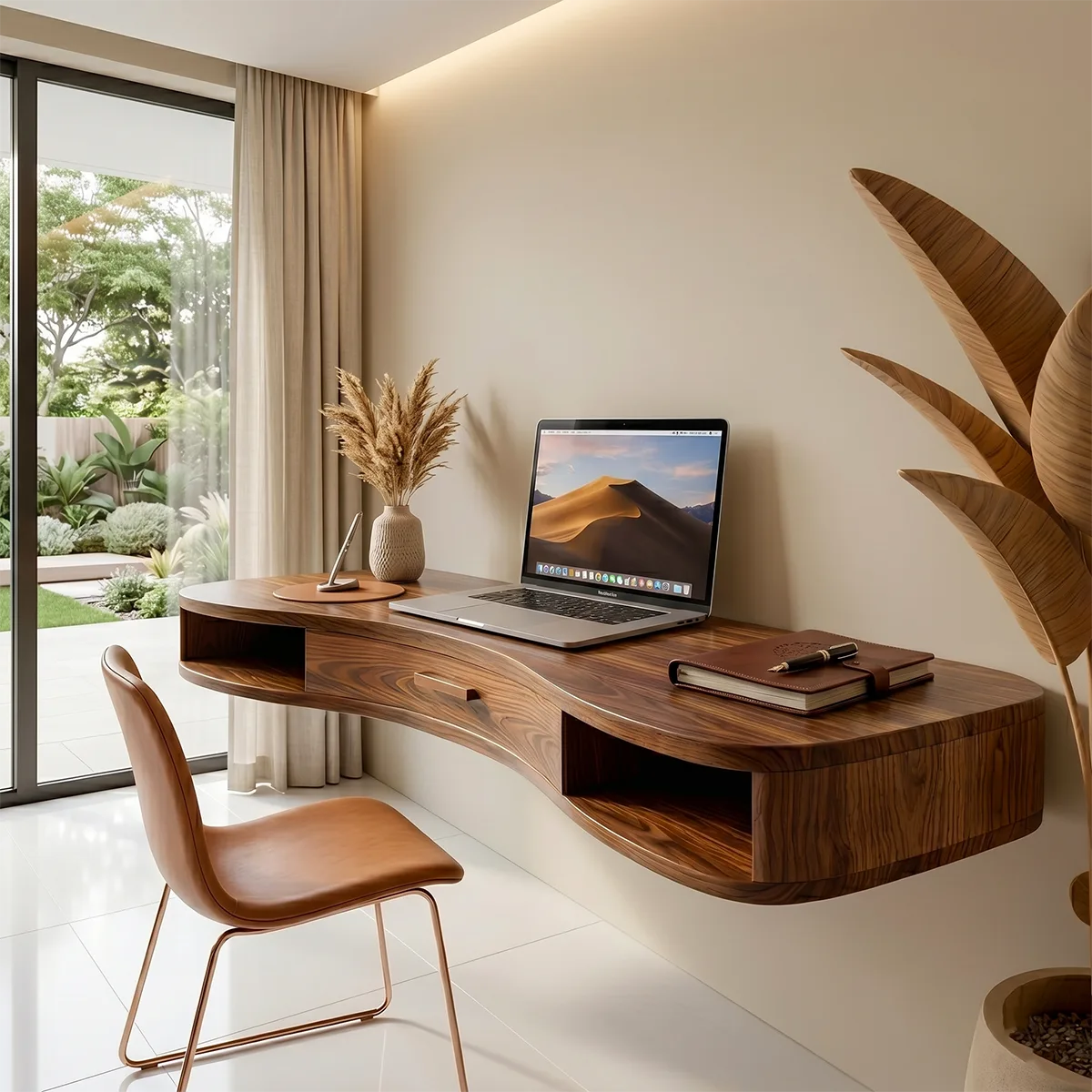 Curved Floating Desk | Modern Wall Mounted Home Office Desk TH003-1100