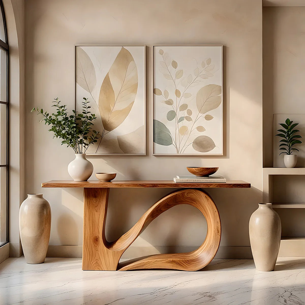 Modern Organic Console Table – Sculptural Asymmetrical Entryway Table TT006-6028