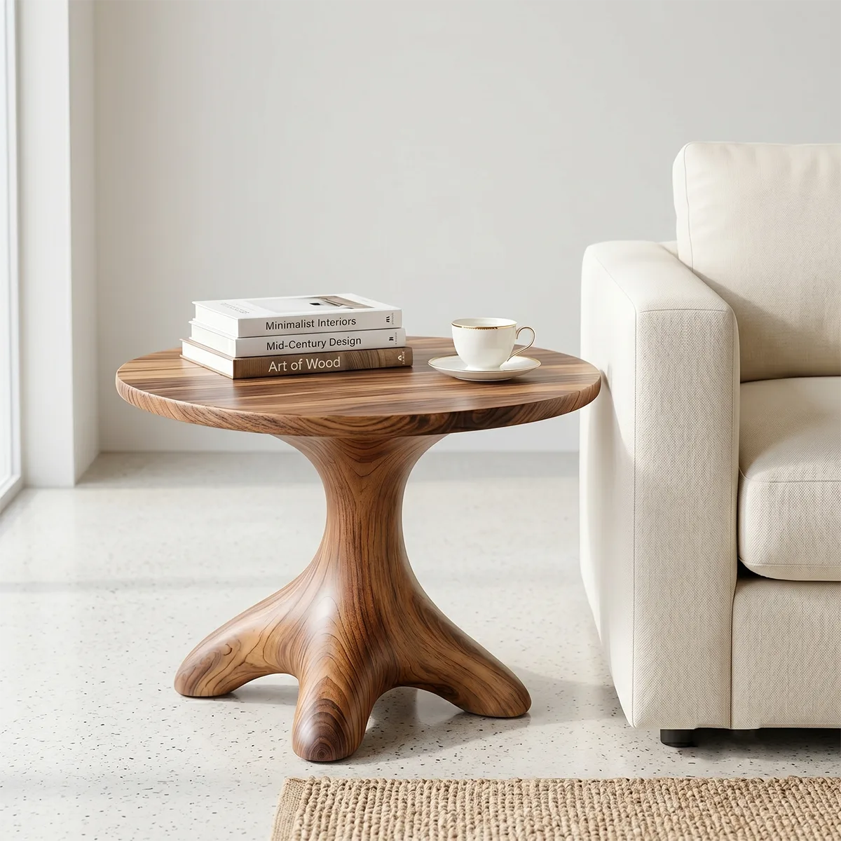 Solid Wood Root Pedestal Side Table | Organic End Table TH003-1660