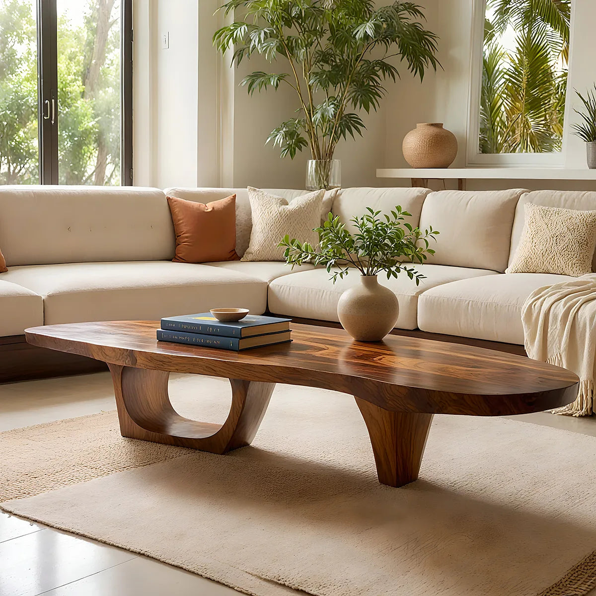 Organic Solid Wood Coffee Table | Freeform Coffee Table for Modern Living Room TT006-2637