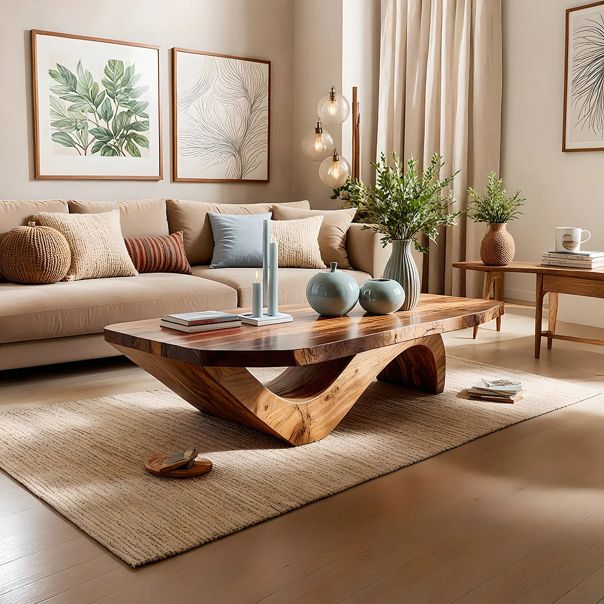 Handcrafted Live Edge Wood Coffee Table for Modern Living Room TT006-8016