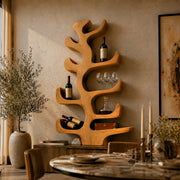 Sculptural Solid Wood Tree Wine Holder for Dining Rooms, Home Bars & Wine Lovers TT006-4348