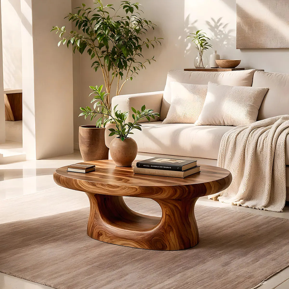 Modern Oval Coffee Table | Organic Sculptural Cocktail Table for Contemporary Living Room TT006-8612