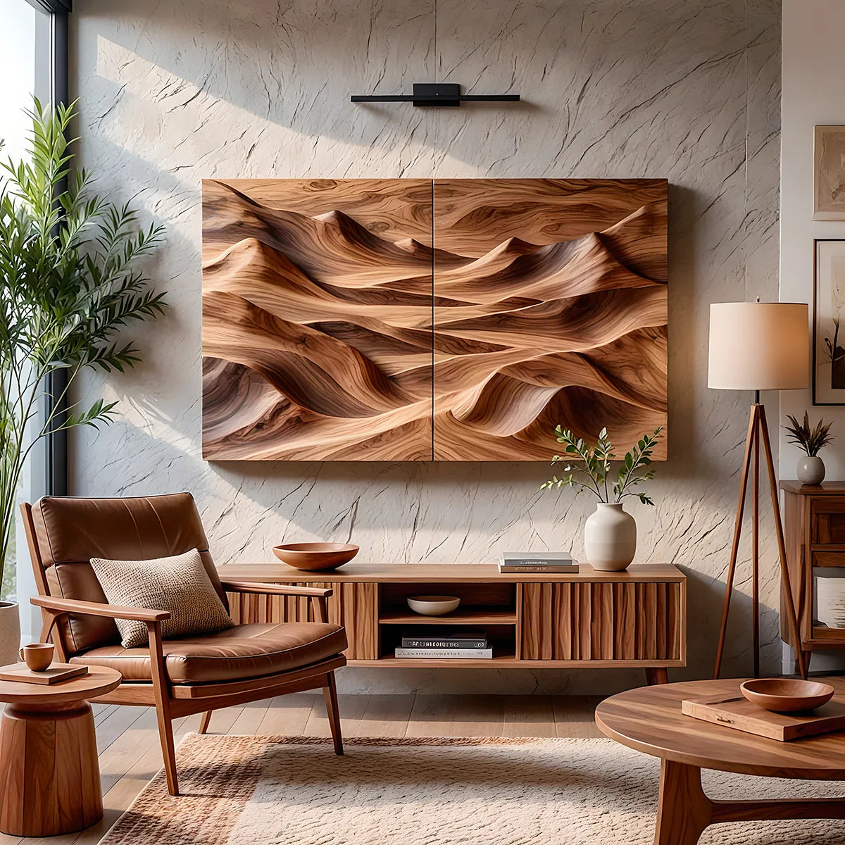 Abstract Wood Mountain Wall Art | Modern Wooden Wall Decor for Living Room, Bedroom & Office TT006-4329