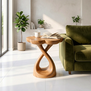 Petal Top Solid Wood Side Table | Sculptural End Table TH003-8683