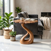 Petal Top Solid Wood Side Table | Sculptural End Table TH003-1714