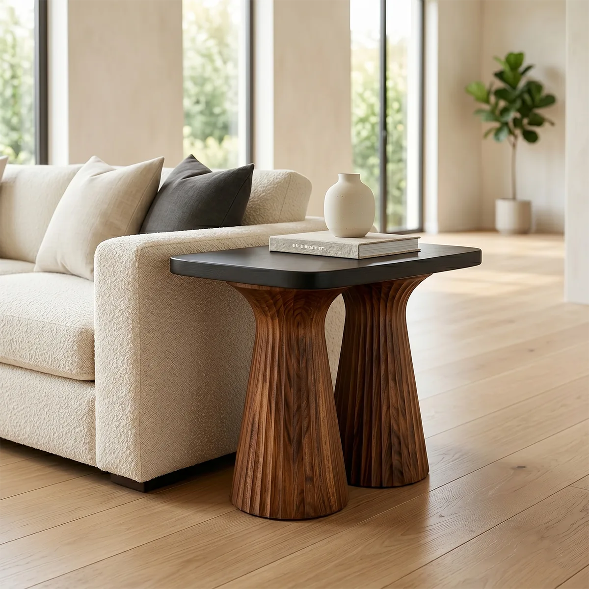 Modern Solid Wood End Table | Sculptural Side Table for Living Room & Bedroom TH003-6269