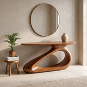 Modern Wooden Console Table | Organic Sculptural Entryway Sofa Table TH003-7009