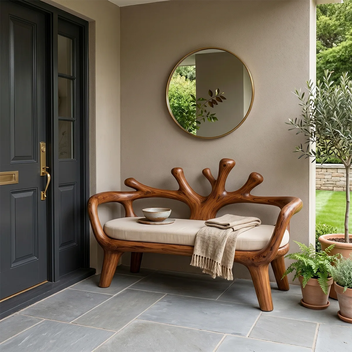 Tree Branch Accent Bench, Organic Sculptural Entryway Seating TH003-9301