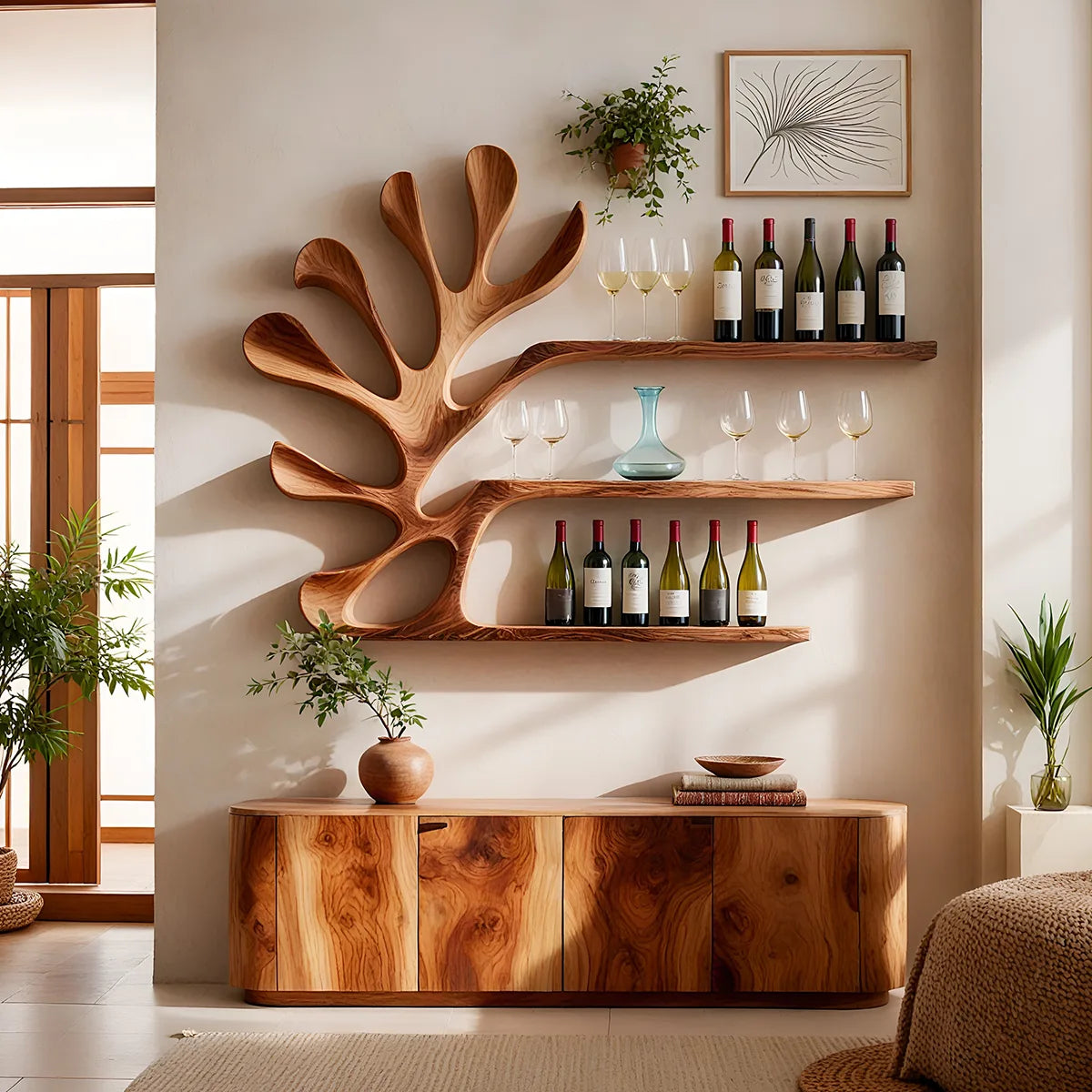 Canopy Reach Solid Wood Wall Wine Rack for Modern Dining Rooms & Wine Lovers TT006-2586