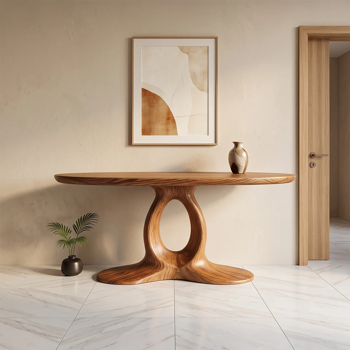 Modern Organic Console Table | Sculptural Entryway Table with Open Pedestal Base TH003-4010