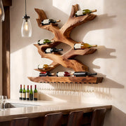 Mid Century Vineweave Solid Wood Wall Wine Rack for Home Bars & Wine Collectors TT006-8476