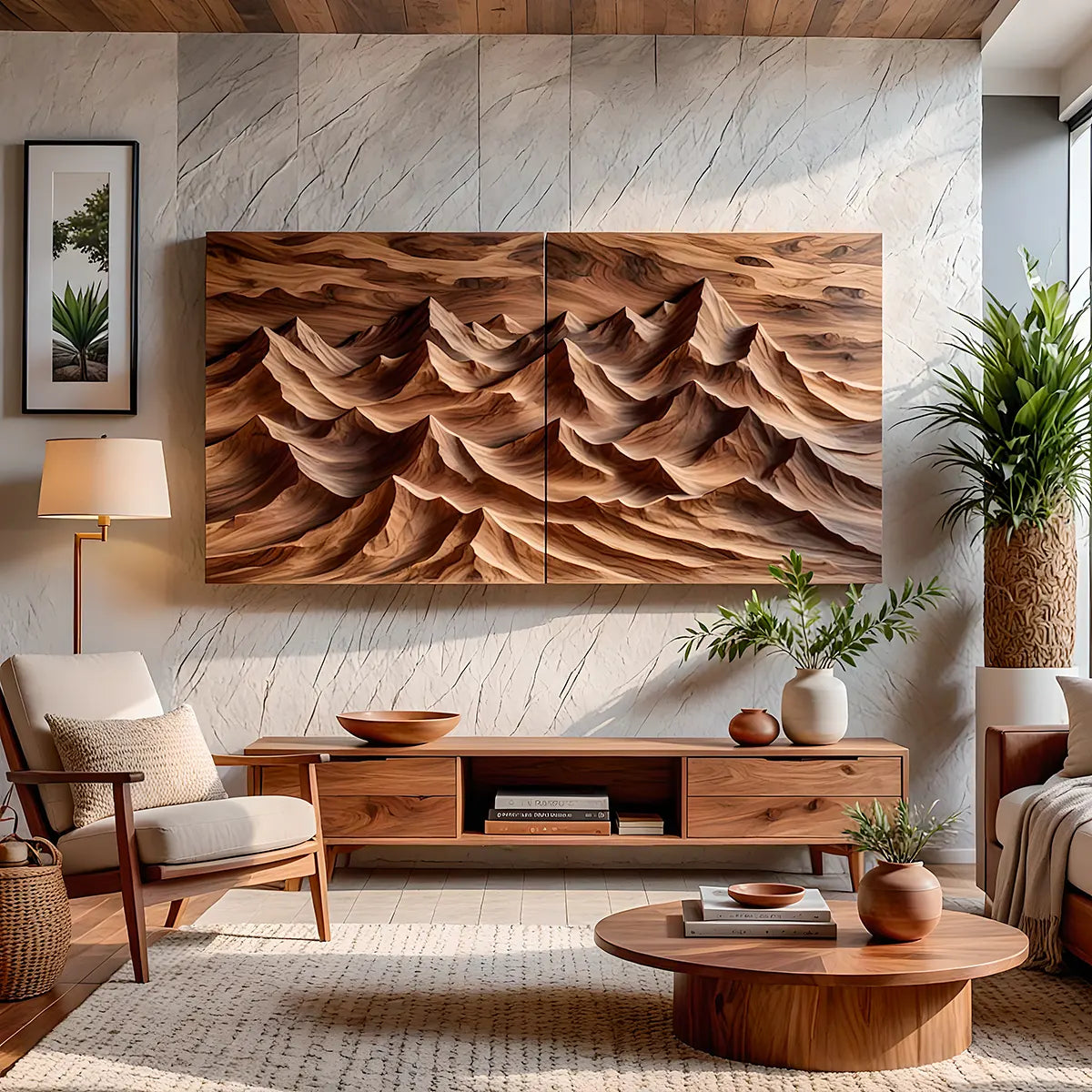 Panoramic Wood Mountain Wall Art | Modern Carved Wooden Wall Decor for Living Room, Bedroom & Office TT006-8613