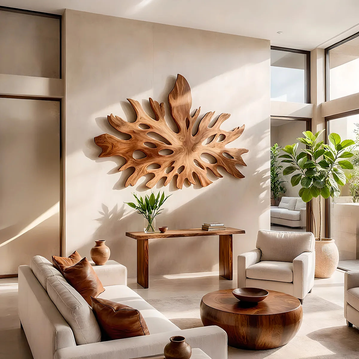 Carved Monstera Leaf Wood Wall Art | Botanical Wooden Wall Decor for Living Room, Entryway & Office TT006-5785