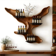 Live Edge Solid Wood Wall Wine Rack for Statement Dining Rooms & Wine Collectors TT006-8636