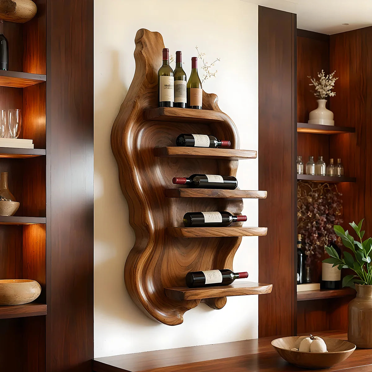 Rivercrest Sculptural Wall Wine Holder for Modern Homes & Wine Lovers TT006-2984