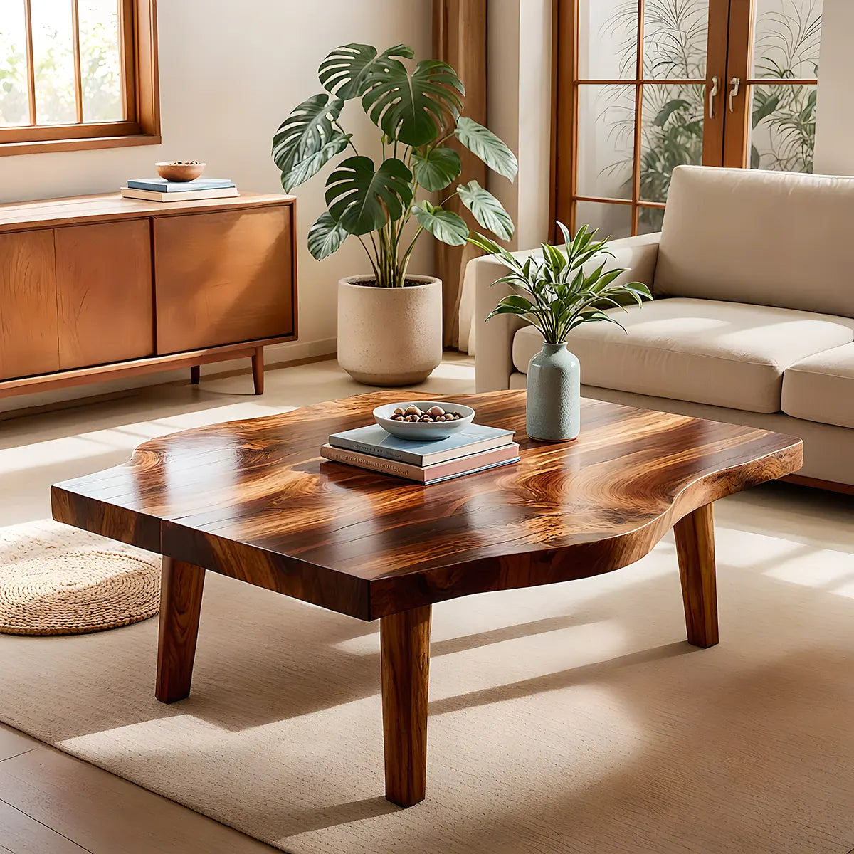 Organic Freeform Coffee Table | Sculptural Solid Wood Living Room Center Table TT006-2605