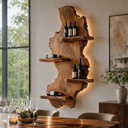 Timber Cascade Live Edge Solid Wood Wall Wine Rack for Home Bars & Wine Lovers TT006-2338