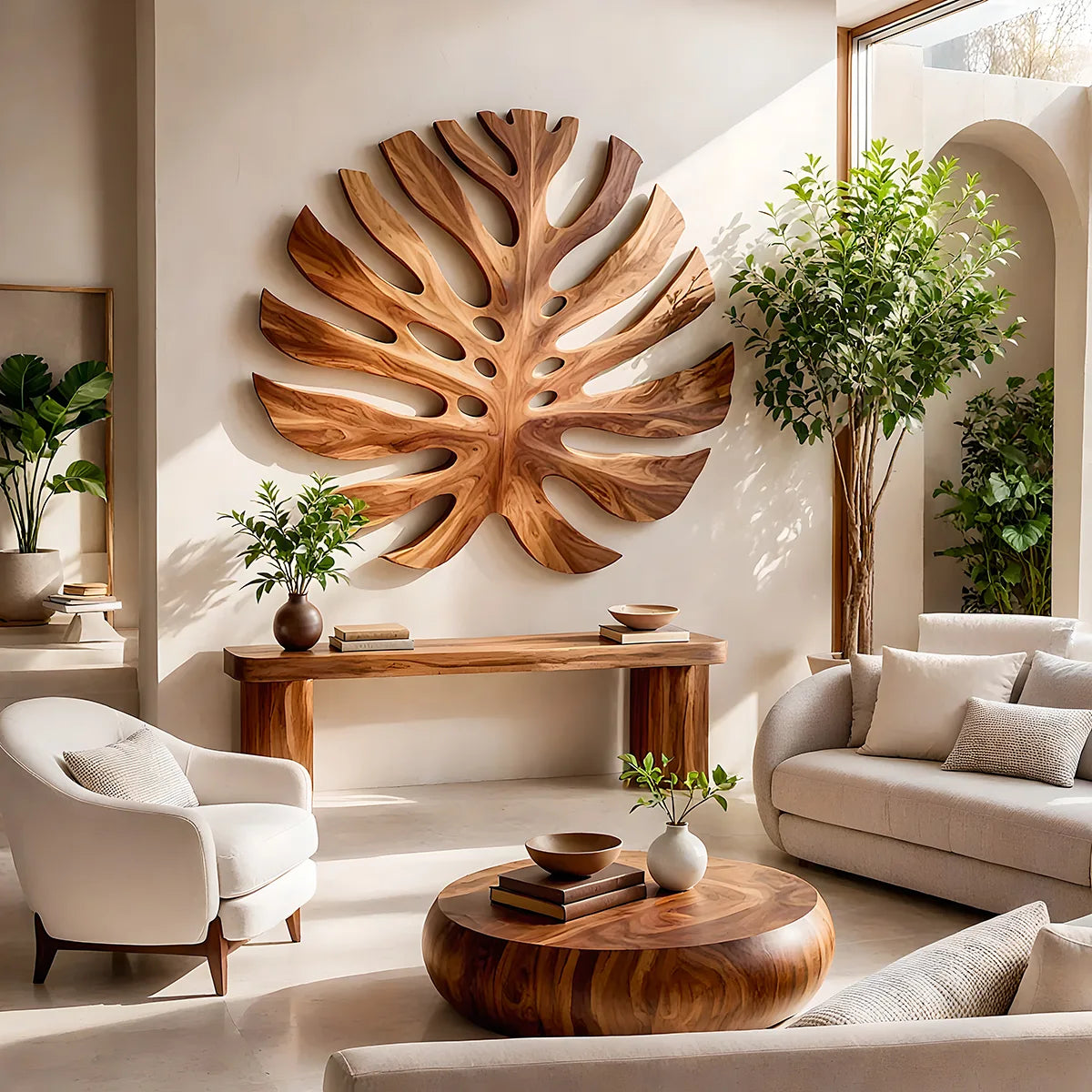 Large Monstera Leaf Wood Wall Art | Botanical Wooden Wall Decor for Bedroom, Living Room & Modern Home TT006-3388