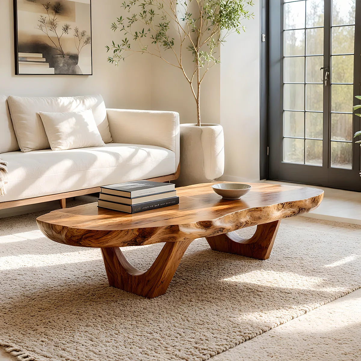 Organic Live Edge Coffee Table | Solid Wood Sculptural Center Table TT006-7965