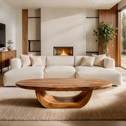 Modern Organic Coffee Table | Sculptural Solid Wood Oval Center Table TH003-9030