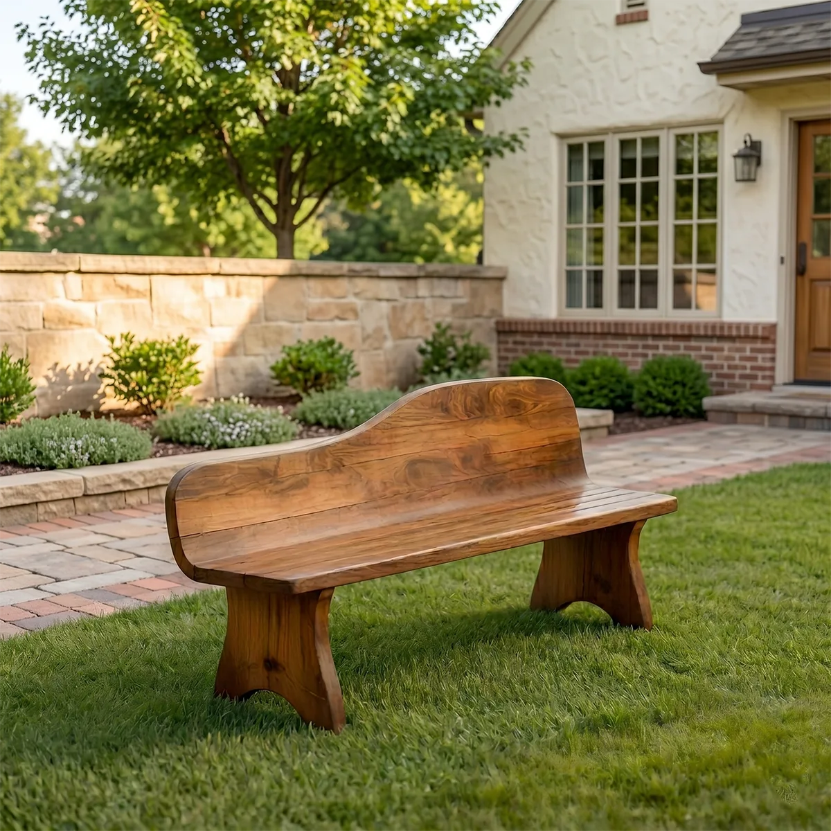 Handcrafted Solid Wood Outdoor Garden Bench