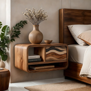 Floating Nightstand | Modern Curved Wall Mounted Bedside Table TH003-1336