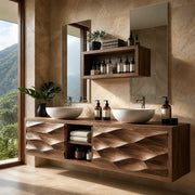 Geometric Floating Double Sink Bathroom Vanity Cabinet TT006-5058