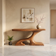 Modern Sculptural Wooden Console Table | Organic Entryway Hallway Sofa Table TH003-7952