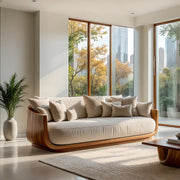 Luxury Organic Modern Solid Wood Curved Sofa with Deep Cushioned Seating