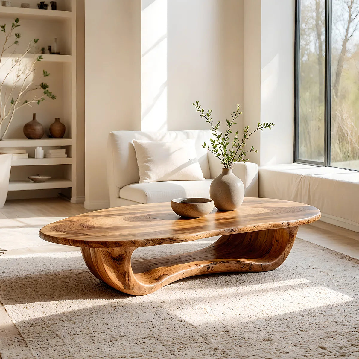 Handcrafted Organic Live Edge Oval Solid Wood Coffee Table – Avora