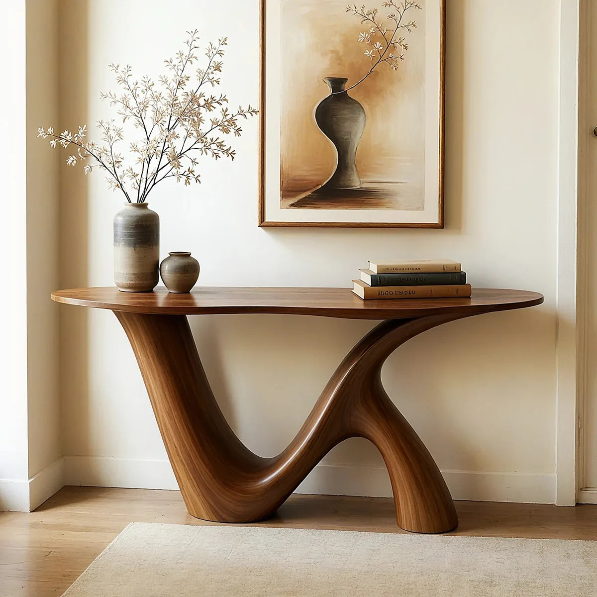 Live Edge Solid Wood Console Table | Organic Modern Hallway Table