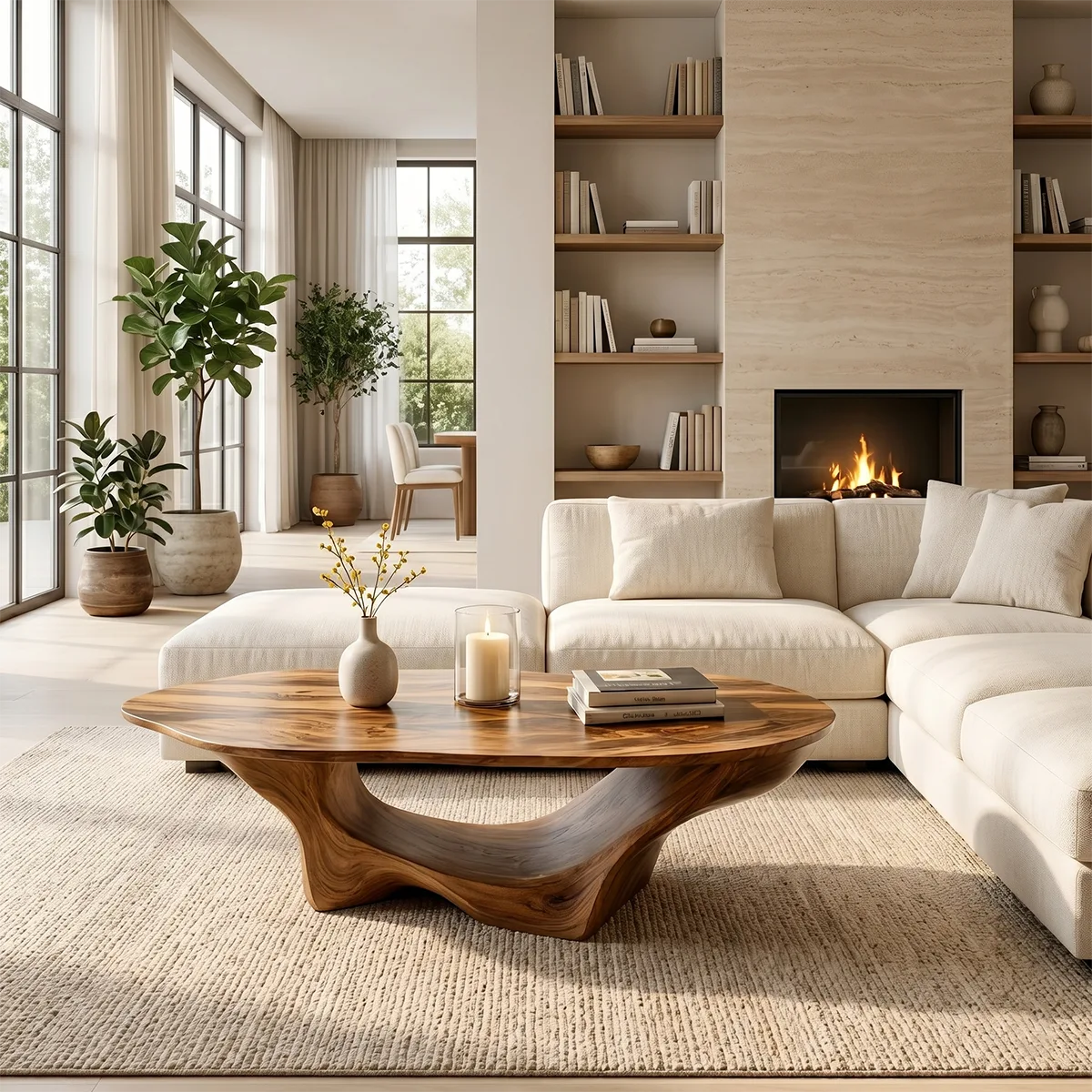 Organic Solid Wood Coffee Table – Sculptural Modern Design TH003-9719