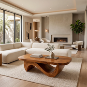 Modern Organic Coffee Table | Sculptural Solid Wood Oval Cocktail Table TH003-8610