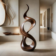 Handcrafted Solid Wood Infinity Twist Sculpture – Modern Organic Floor Art TT006-8603