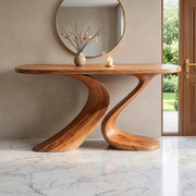 Modern Sculptural Console Table with Curved Pedestal Base – Contemporary Entryway Table TH003-7199