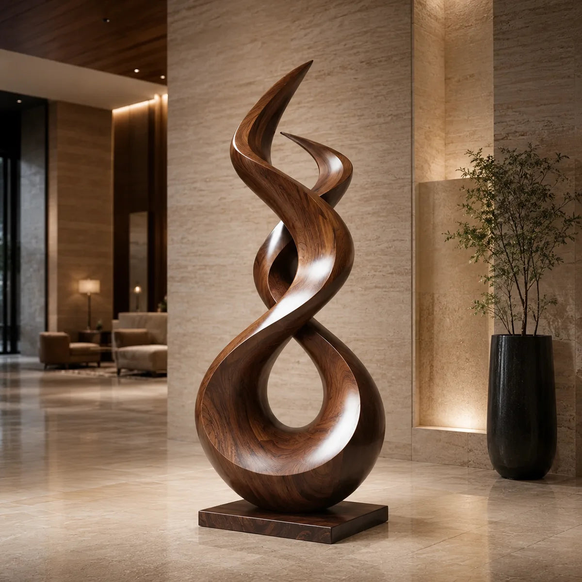 Handcrafted Solid Wood Abstract Floor Sculpture – Sculptural Organic Statement Art TT006-9830