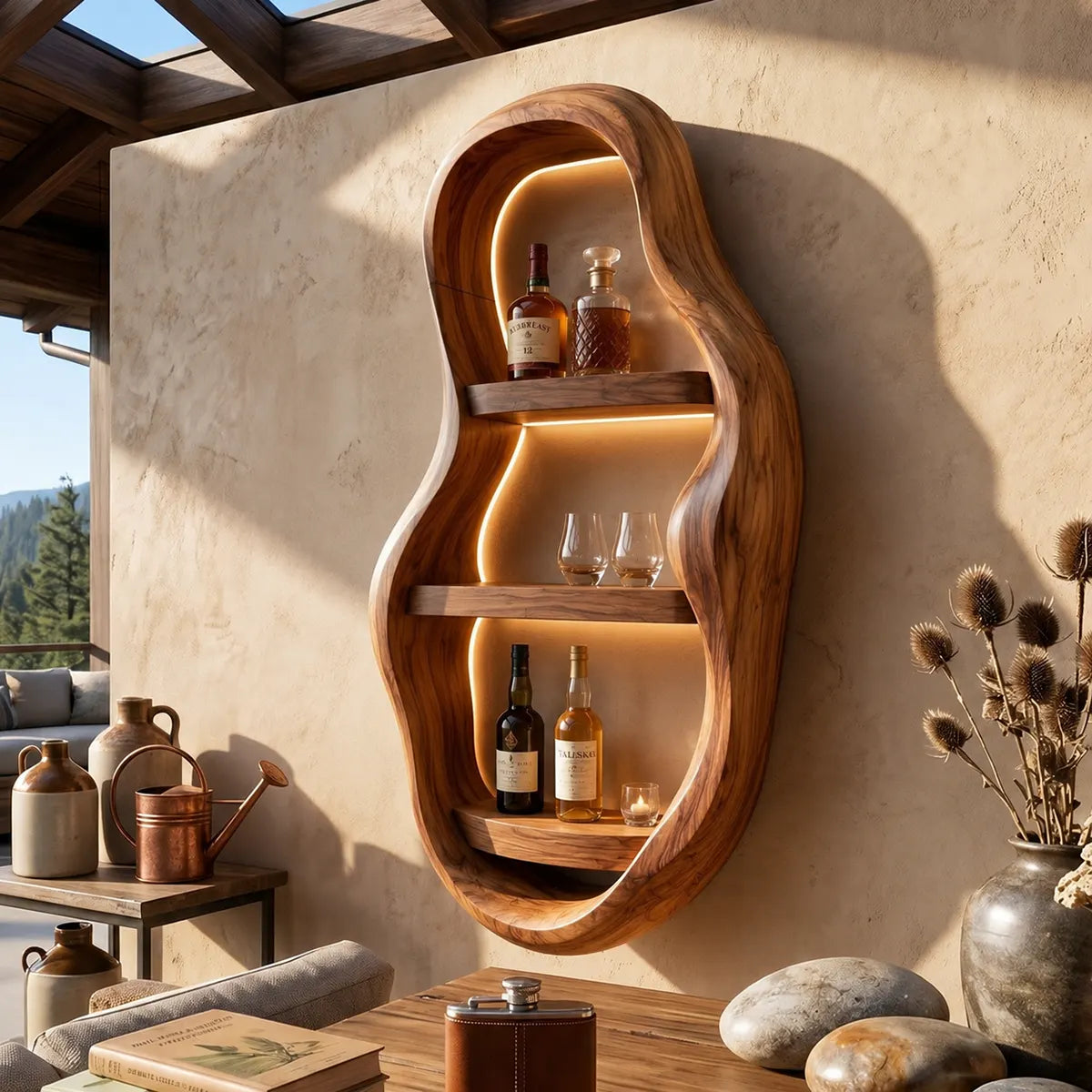 Vertical Organic Solid Wood Wall Wine Holder for Home Bars, Dining Rooms TT006-1344