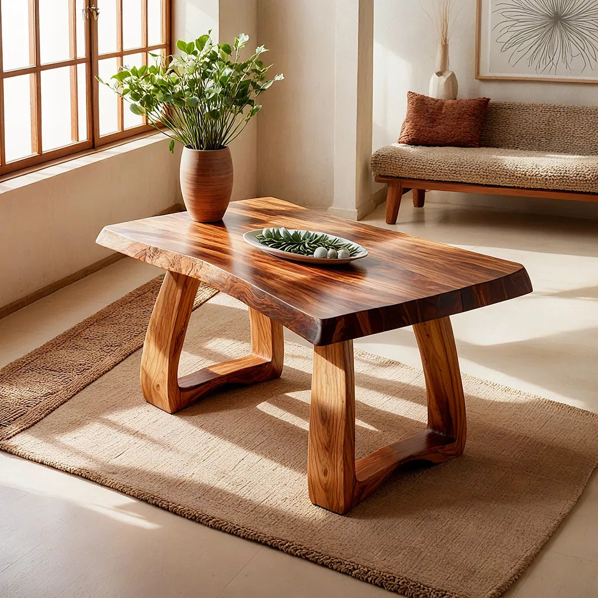 Handcrafted Solid Wood Coffee Table – Rustic Modern Living Room Center Table