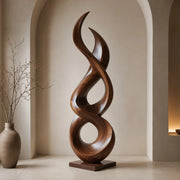 Handcrafted Solid Wood Infinity Floor Sculpture – Modern Organic Living Room Decor TT006-3990