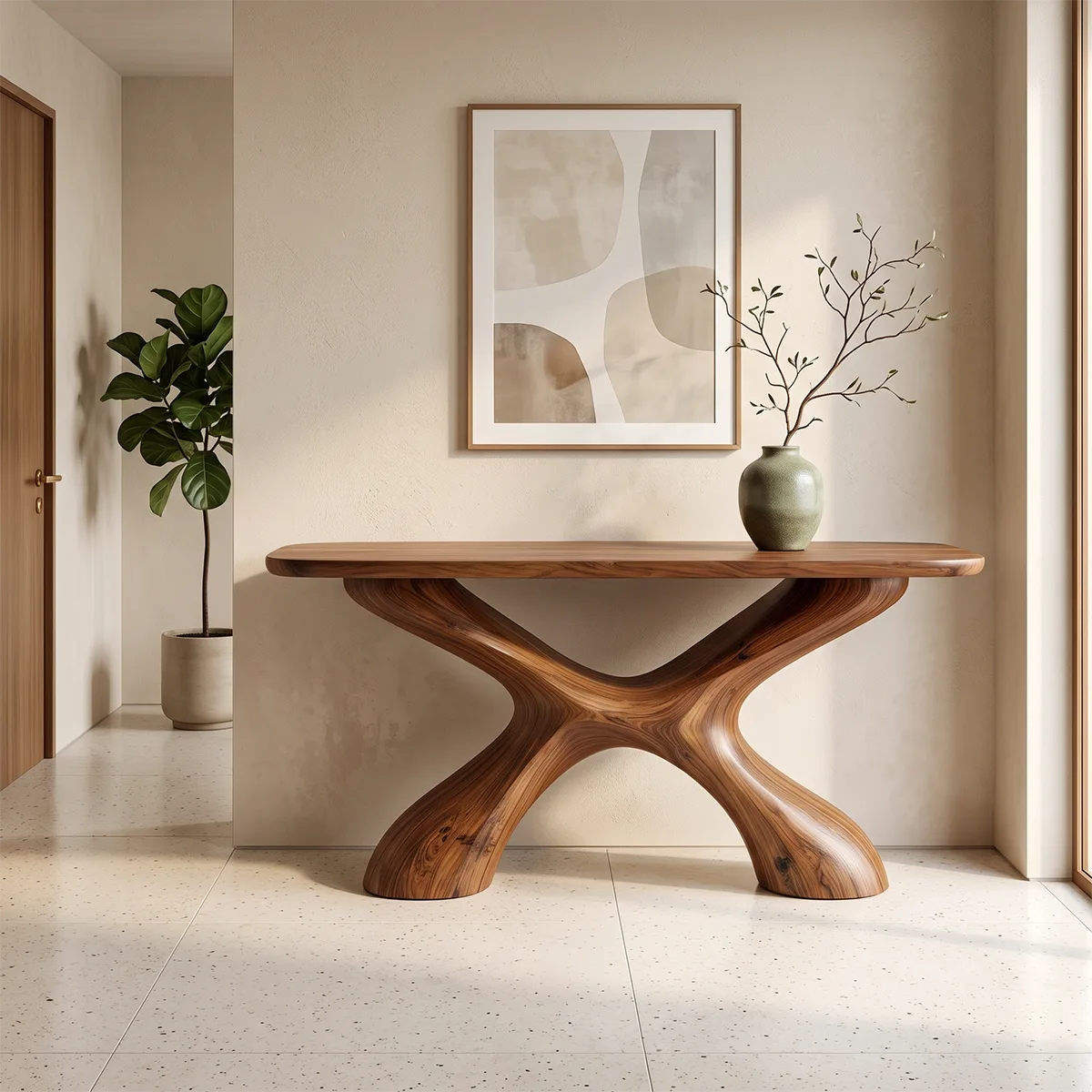 Modern Organic Console Table | Sculptural Entryway Hallway Accent Table TH003-7169