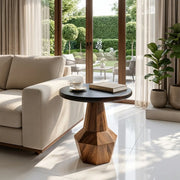 Modern Geometric End Table with Sculptural Pedestal Base TH003-6845