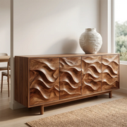 Flowing Carved Solid Wood Sideboard | Organic Modern Buffet Cabinet for Dining & Living Room TH003-8277