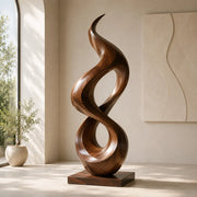Handcrafted Solid Wood Infinity Twist Sculpture – Modern Organic Floor Art TT006-8238