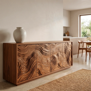 Topographic Carved Solid Wood Sideboard | Organic Modern Buffet Cabinet for Dining & Living Room TH003-9201